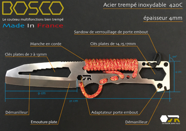 Bosco OJR, couteau multifonctions nautique et outdoor